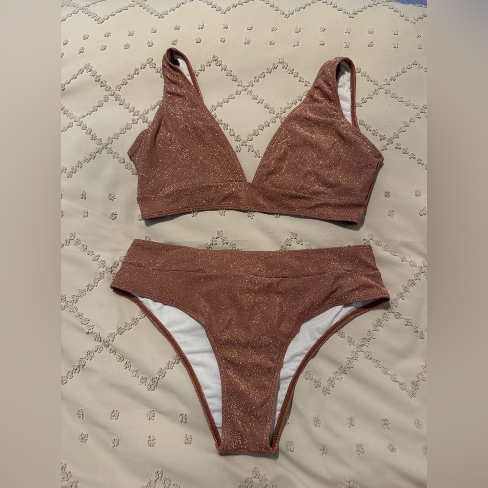 SHEIN Glittering Copper Bikini Set